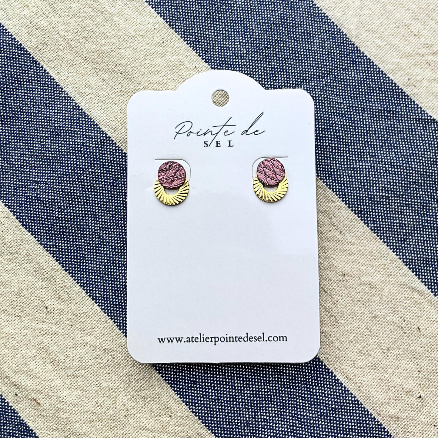 Calypso - Boucles d'oreilles en cuir de poisson - Made in France - puce 8 mm