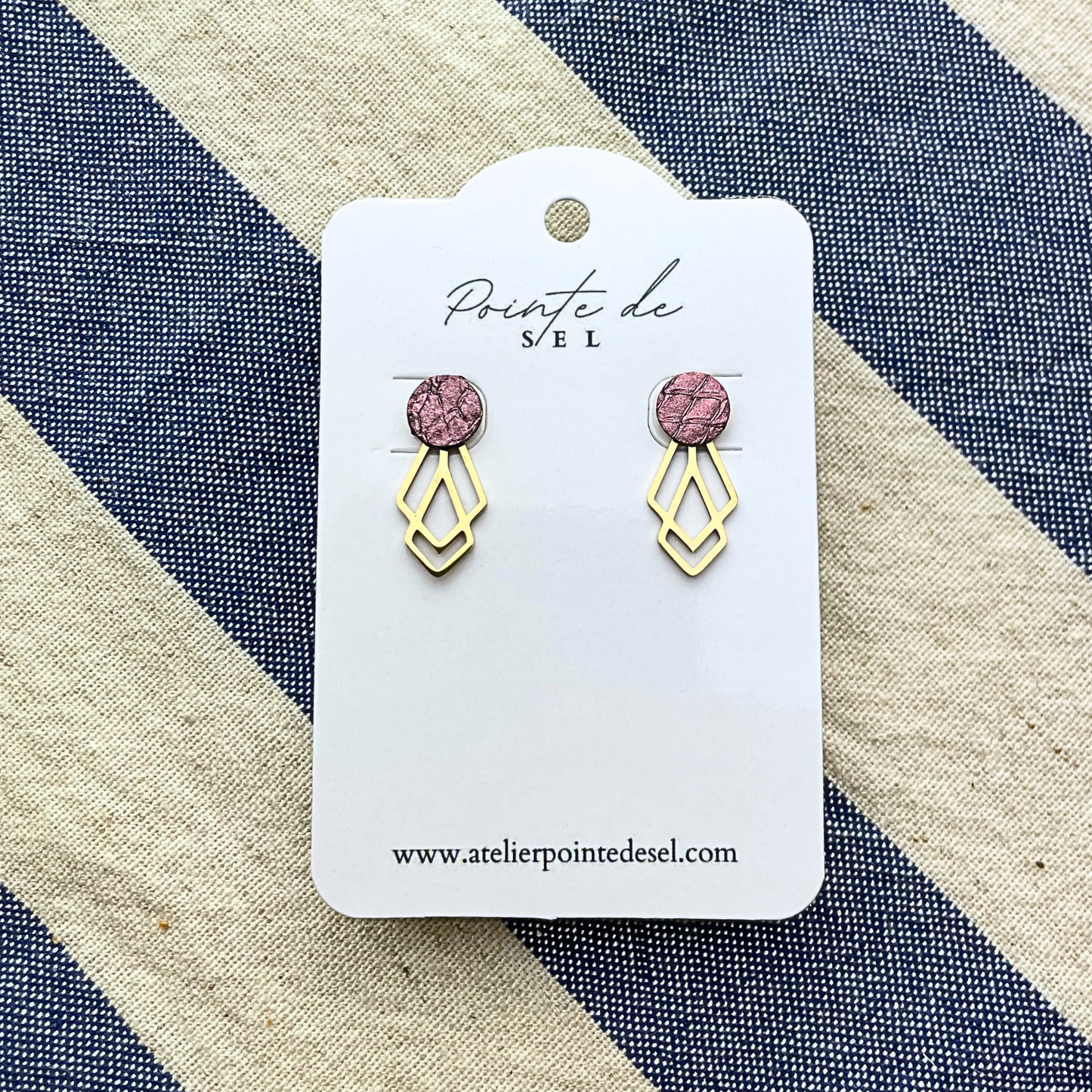 Ondine - Boucles d'oreilles en cuir de poisson - Made in France - puce 8 mm
