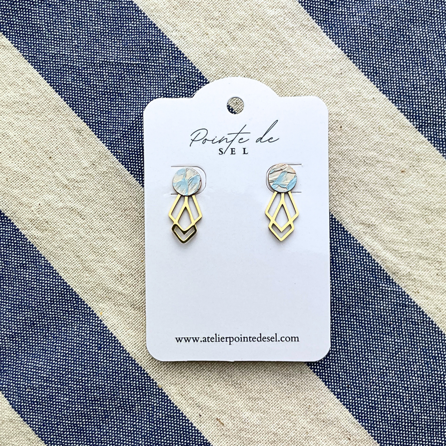 Ondine - Boucles d'oreilles en cuir de poisson - Made in France - puce 8 mm