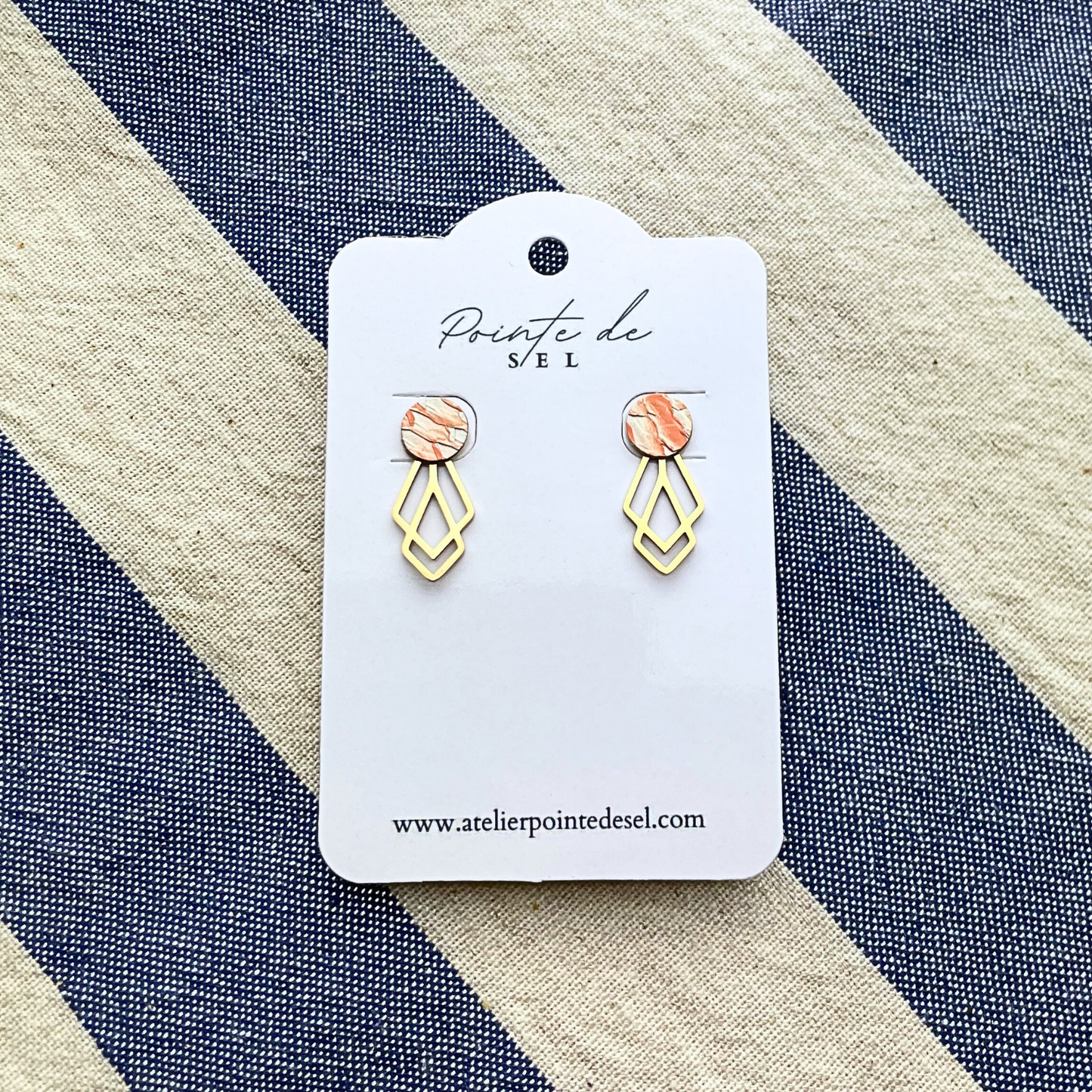 Ondine - Boucles d'oreilles en cuir de poisson - Made in France - puce 8 mm